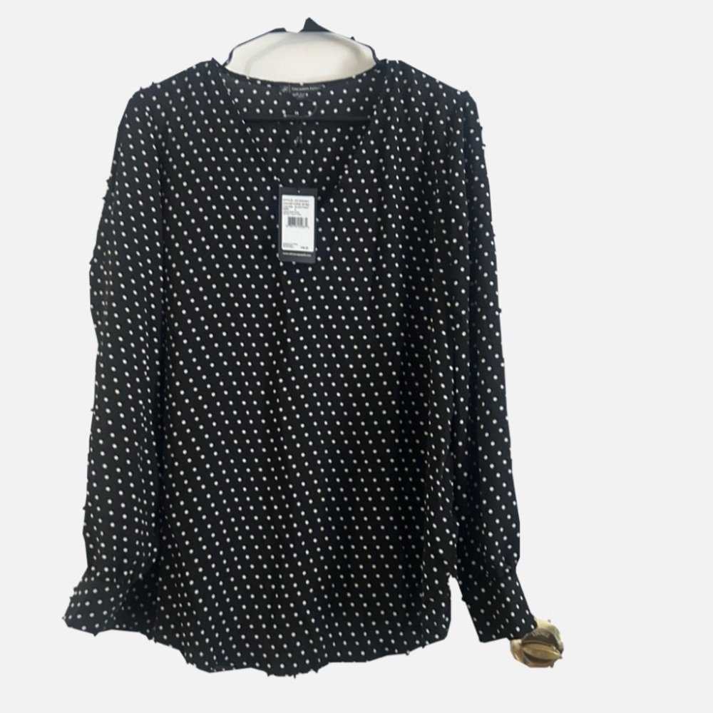 Adrianna Papell Black and White Polka Dot Blouse